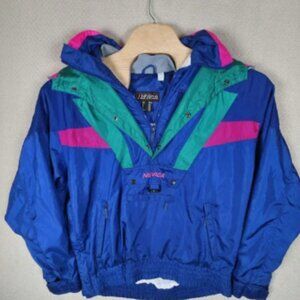 VTG Nevica Color Block Ski Snowboard Jacket Anorak Pullover 1/2 Zip Size 42 80s